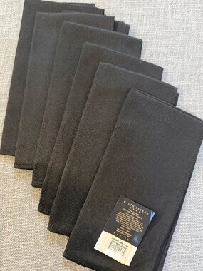 6 pc Retired Ralph Lauren Home Tuxedo Carriage Black Cloth Napkins New